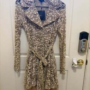 Ryu Lace Embroidered Tulle Hem Dress Taupe Nude White Boho Cottagecore Size M